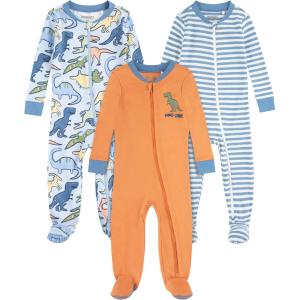 HUGGIES Baby 3-pack Footed Coverall Pajamas(Cashmere Blue Heather/Dinos)