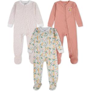 HUGGIES Baby 3-pack Footed Coverall Pajamas(Coral Almond/Lions)