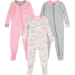 HUGGIES Baby 3-pack Footed Coverall Pajamas(Crystal Pink/Cookies)