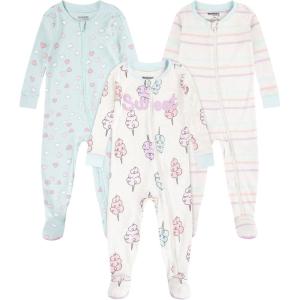 HUGGIES Baby 3-pack Footed Coverall Pajamas(Oatmeal Heather/Cotton Candy)