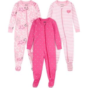 HUGGIES Baby 3-pack Footed Coverall Pajamas(Sea Pink/Stars)