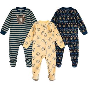 HUGGIES Baby 3-pack Footed Fleece Coverall Pajamas(New Wheat/Bears)
