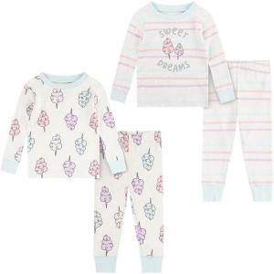 HUGGIES Baby Long Sleeve Pajama 4-piece Set(Oatmeal Heather/Cotton Candy)