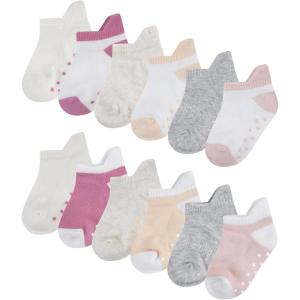 Huggies 12-Pack Lightweight Ankle Gripper Socks(Lotus/Pink)