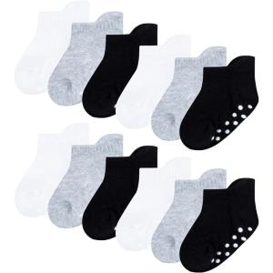 Huggies 12-Pack Lightweight Ankle Gripper Socks(White/Grey/Black)