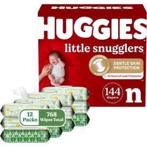 Huggies Little Snugglers Newborn Diapers & Wipes Bundle: 144ct Diapers & 768ct Wipes (Packaging May Vary)(Newborn)